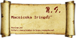Macsicska Iringó névjegykártya